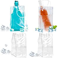 Senteen Bolsa De Hielo para Botellas- 4pcs Bolsa De Vino Personalizada Ice Bag Transparente Botella De Hielo Bolsa De…
